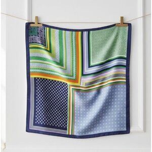 ❤️Silky Square Scarf Bandana Multi-Color Geometric Patchwork Vintage Vibes Hijab